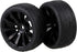 Mxfans 4 Pieces RC1:10 Rubber Tyres with Plastic Rims Black Kit for On Road Car