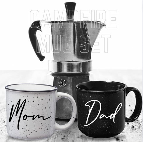 Set Set Mom Dad Campfire Mug - New Parents Couples Gifts - Pregnancy Announcement - Gift Ideas for Expecting Parents