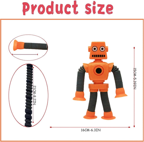 12pcs Shape Changing Spaceman Robot Toy, Suction Cup Toys,Telescopic Pop Tubes Fidget Toys,Autism Sensory Toys for Kid