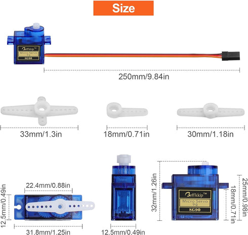 Beffkkip 4Pcs SG90 9g Micro Servos for RC Robot Helicopter Airplane Controls Car Boat