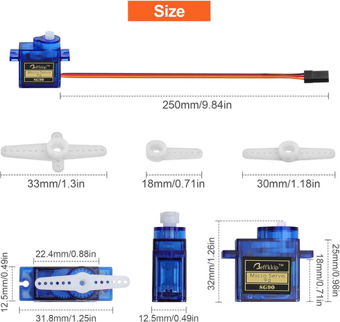 Beffkkip 5Pcs SG90 9g RC Servo Micro Servos for RC Robot Helicopter Airplane Controls Car Boat Mini Servo