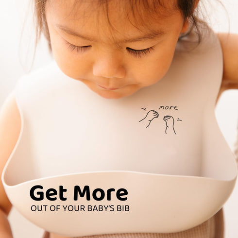 6-36 APLAINR Baby Sign Language Bib, Silicone Baby Bibs, ASL Graphics, Food Catcher, Adjustable, Waterproof, Soft