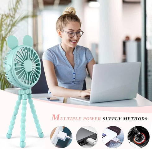 Keweis Stroller Fan Mini Handheld Octopus Fan Baby Fan with Flexible Tripod Wrapped on Stroller, Car Seat, Student Bed