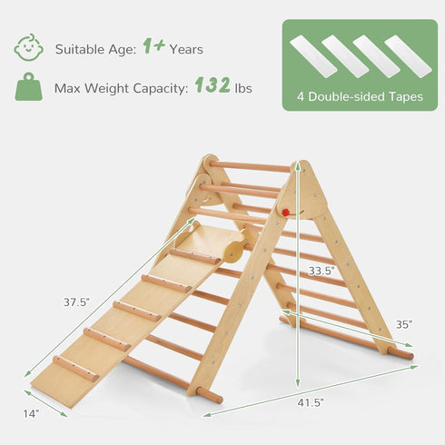 Set 3 1 OLAKIDS Pikler Triangle in Climbing Toys for Toddlers Foldable Wood Montessori Baby Jungle Gym with Ramp Ladder