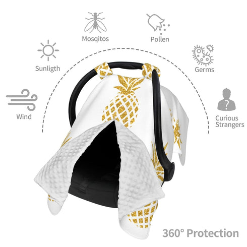 Hcpwzrf Summer Gold Pineapple Baby Car Seat Cover & Nursing Cover - Breathable Stretch Multi-Use Cover