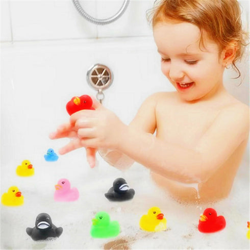 DZTIAN 12 (12) Pcs Multicolored Mini Multicolor Rubber Ducks Baby Bath Ducky Bathtub Pool Squeaky Little Duck Toys