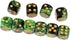 Yiotfandoll 20PCS D6 16mm 6 Polyhedral Dice Acrylic Sided Dice Game Dice for RPG MTG DND Dice Table Games (Green Black