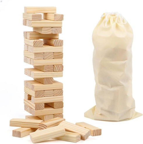54PCS Classic Block Stacking Board Game Wooden Blocks Stacking Games for Kids
