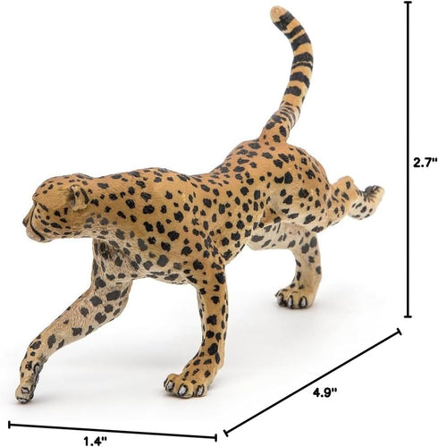 Papo Running Cheetah Figurine - Hand-Painted Wildlife Predator Toy for Kids Age 3+, 12.5 x 3.5 x 6.8 cm
