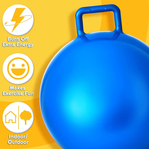 Lewtemi 3 Pcs 29 Inch Bouncing Ball with Handle - Outdoors Hopper Ball Jumping Ball with Air Pump for Exercise