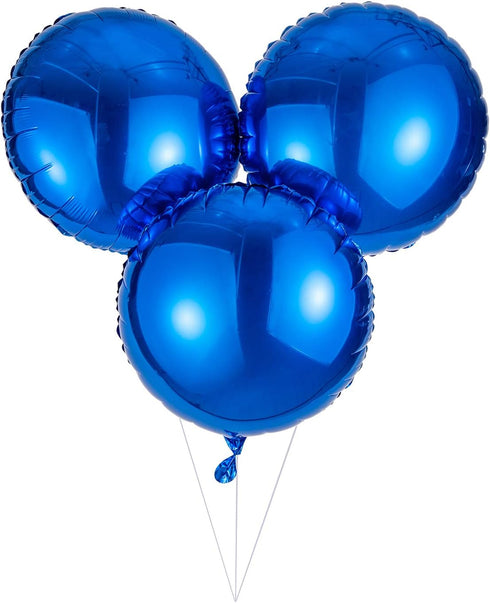 18" Blue Round Shaped Mylar Foil Balloons, Pack of 20 for Birthday Party Wedding Baby Shower Decorations