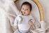 Muslin Cotton Pacifier Clips - Metal-Free, Lightweight and Secure Pacifier Holder for Babies (Cloud Rve) - Mila & Lulu