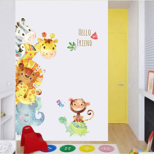 WINDVALE Colorful Jungle Animal Wall Decals – Removable Safari Wall Stickers for Nursery, Toddler Bedroom