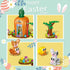 Set, 2 Easter Bunny Carrot House Building Rabbits, Chick, Colorful Easter Egg and Basket Toy, Building Blocks Kit