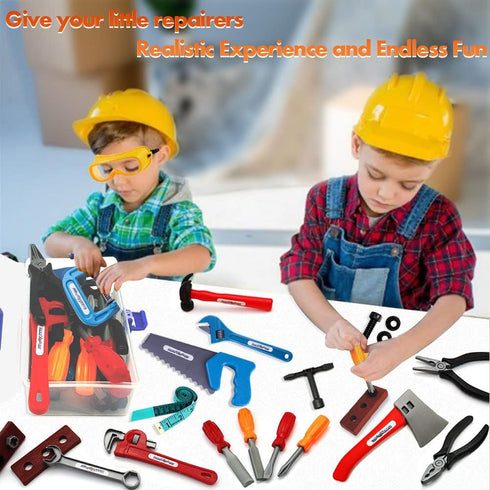 21 Pieces Kids Toy Tool Set with Power Play Tools, Educational Pretend Role Play Set & Handy Storage Box