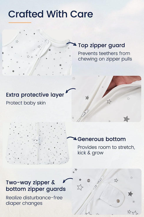 TotAha Sleep Sack 6-12 Months, 0.5 TOG Summer Light Sleeping Sacks, Buttery Soft Baby Sleep Bag with 2-way Zipper
