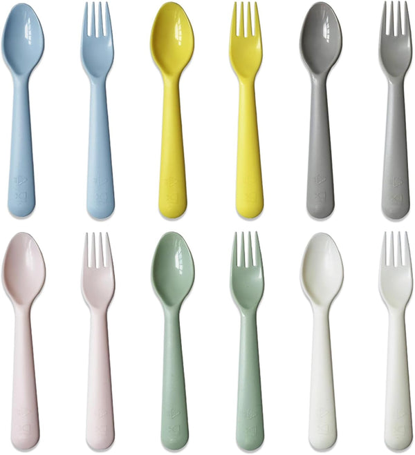 Kids Spoons and Forks, Toddler Utensils, Reusable Silverware Baby Cutlery Set, BPA Free, Microwave Dishwasher Safe