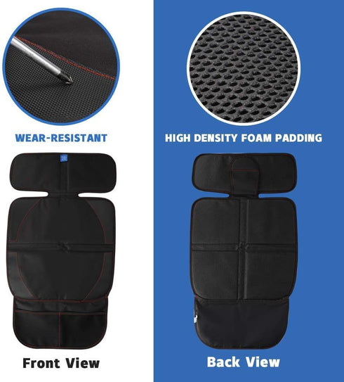 600D funbliss car seat Protector for Child car seat Beige Thick Padding Carseat Kick Mat with Organizer