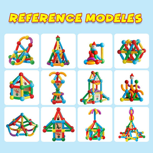 MAGBLOCK 136PCS Magnetic Sticks Blocks - Construction Building Toys for 3+ Years Old, STEM Educational Gifts