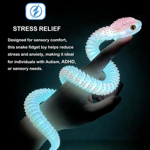 12PCS 3D 12in 3D 3D Ivrmtal Printed Snake Toys, Flexible Printed Animals for Easter Eggs Filled Easter Basket Stuffers