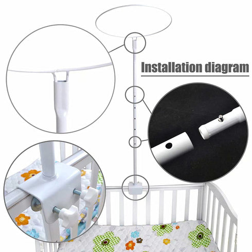 HanYun Baby Bed Canopy with Adjustable Clip-on Stand Baby Crib Cot Net Tent Hanging Dome Curtain Netting See Through