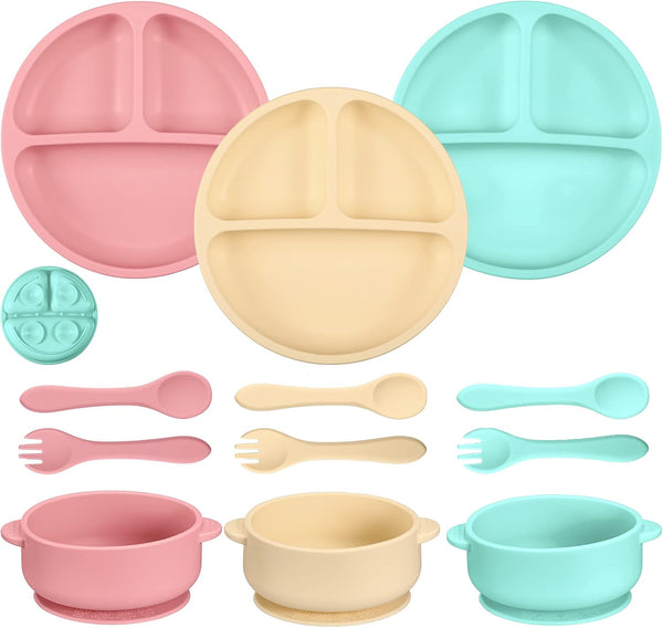 CHENGU 12 Pcs Silicone Bowl with Suction Set for Baby Toddler with Suction