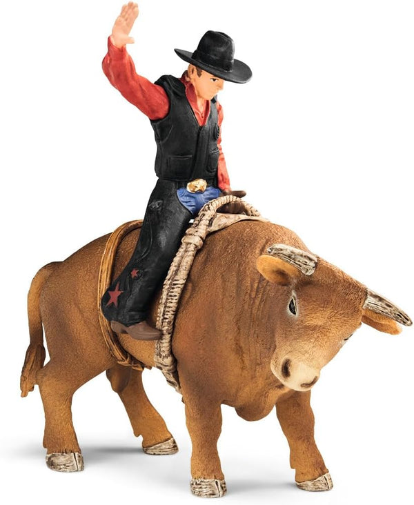 Schleich Farm World Cowboy Bull Riding 4-Piece Toy Set for Rodeo Fans & Kids Ages 3+