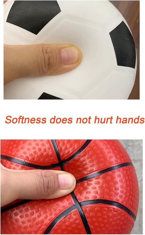 Soccer Basketball Football Small Sports Bouncy Balls with Hand Pump, 3 Pack of 6-Inch Diameter Rubber Sport Balls.