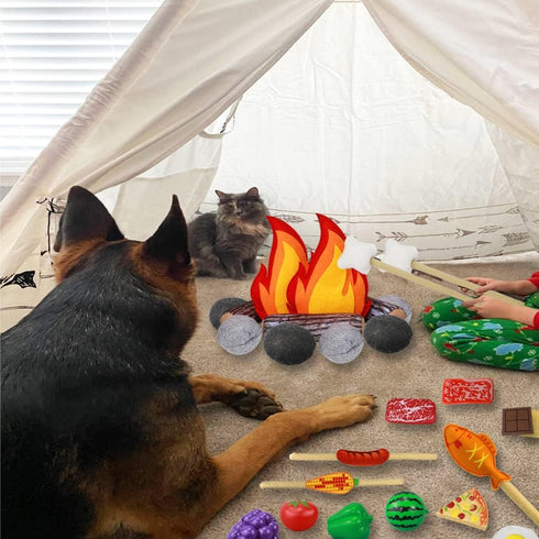 Inslat 45 Set Playset 3 4 5 6 7 PCS Pretend Play Campfire Toy for Kids, Toddler Camping Toys Play Felt Campfire