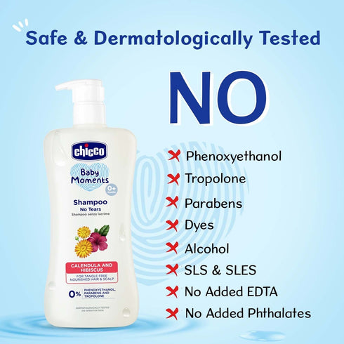 BEAUTY BRATS 200 ml, Chicco Baby Moments Shampoo for Babies, Calendula & Hibiscus, No Tears, Soft & Smooth Hair