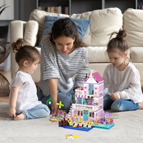 Blocks,812pcs 8+Mini MindBox Girls Seaside Villa Building Beach House Building Toys for Kids Age Brick