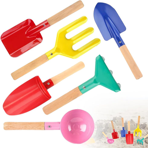 MEIDAYAI Beach Toys, 6 Pcs Kids Gardening Set, 8'' Kid Metal Sand Toys