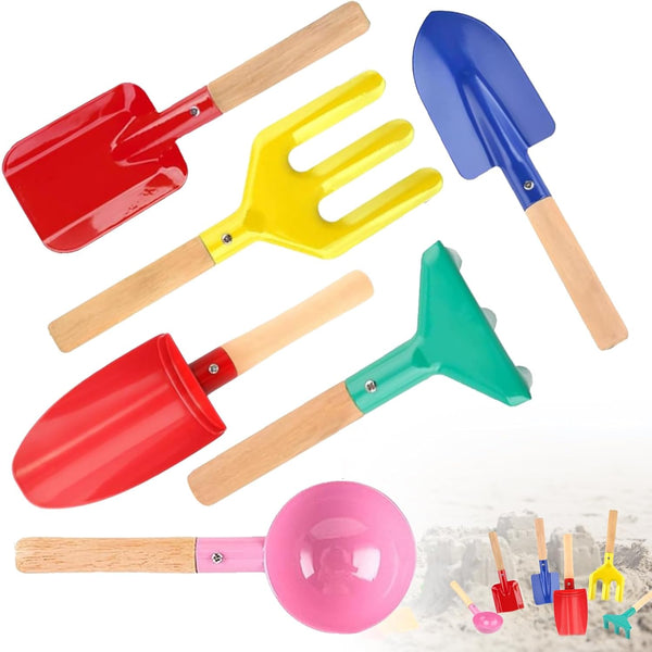 MEIDAYAI Beach Toys, 6 Pcs Kids Gardening Set, 8'' Kid Metal Sand Toys