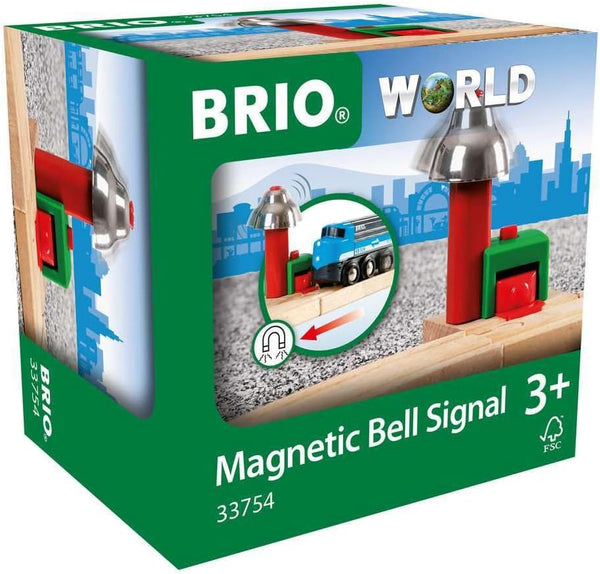 Brio Magnetic Bell Signal, Green - Accessory for Toy Train Sets, Ages