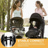 3pcs Stroller Connector with 2pcs Hook, Adjustable Length for Toddlers, Black