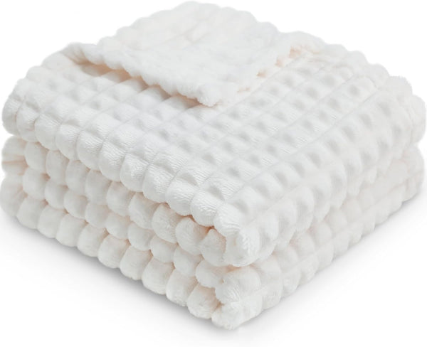HOMRITAR Baby Blanket for Boys Girls, Fleece Super Soft Plush Cozy Toddler Blanket with Square 3D Jacquard Grid Design