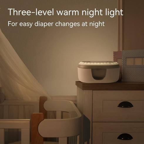 Babelio Baby Wipe Warmer with Night Light, Wet Wipes Dispenser for Baby Wipes with Temperature Display and Large