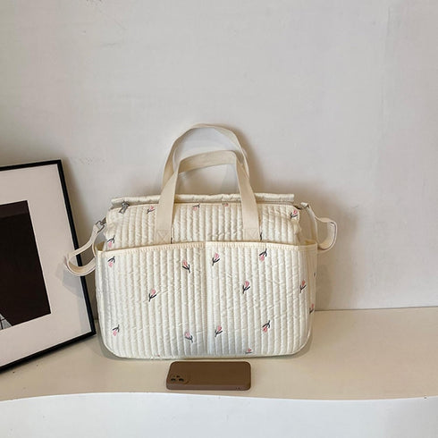 Xinsheinelry Stylish Large Capacity Diaper Bag with Delicate Embroidery for New Mom Portable Organiser for Travel
