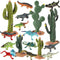 Lizard Toys Figures - 17 Pcs Desert Reptiles Figurines Model Trees Kit, Desert Diorama Supplies for Kids Gift