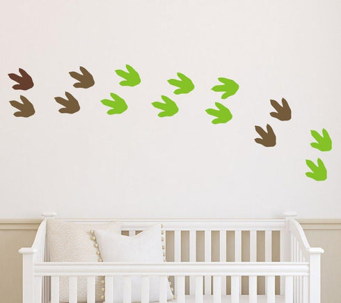 24 Dinosaur Footprint Wall Stickers, Cute Vinyl Decals for Kids Nursery, Removable Dinosaur Art for Wall Decor