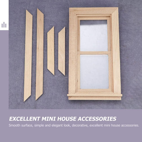 Toyvian 1:12 Scale Wooden Dollhouse Mini Window Frame, Miniature Wooden Furniture for Doll House Decoration