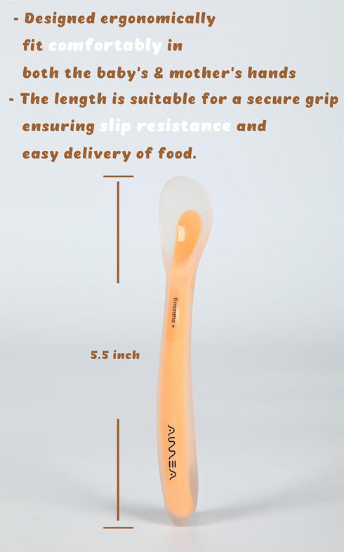 Baby Spoons Set, First Stage Feeding for Baby, Soft Silicone Toddler Spoon with Travel Case, Gum-Friendly, BPA Free,