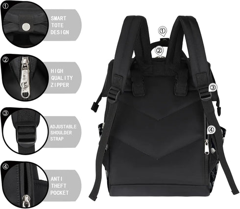 Hsnar Backpack Halloween Skull Print Waterproof Diaper Bag Large Capacity Baby Bag with Stroller Straps, Multi-Pocket