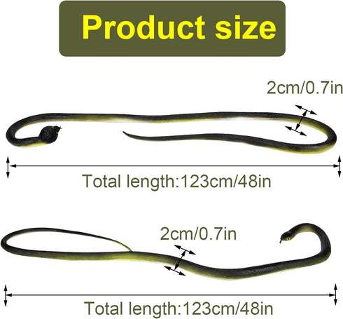 2Pcs 48 Inch Rubber Snakes, Fake Snake s Realistic & Plastic Snake Prank Rubbers Snake to Keep Birds Away for Garden