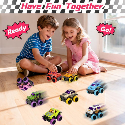 16Pcs SUNPROUND Mini Monster Truck Toys,Pull Back Alloy Trucks Party Favors, Die-cast Race Cars for Boys Girls Easter