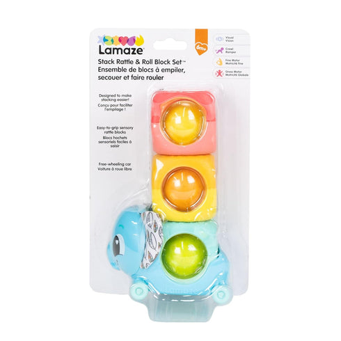Lamaze Stacking Blocks - Rattle & Roll Baby Blocks for Fine Motor Skill Development, Interactive Stacking Toys for Ages