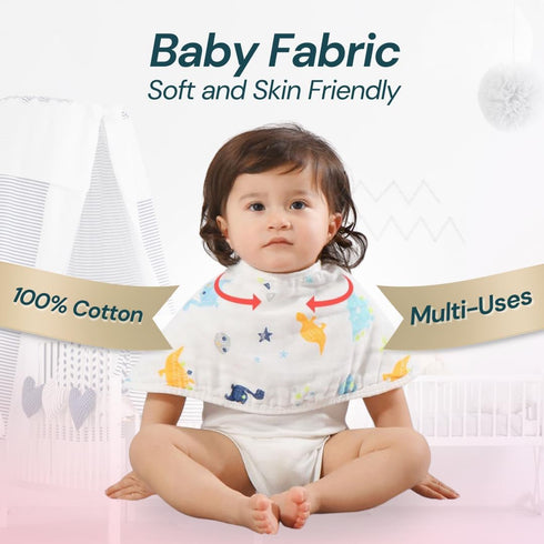 BLESSIQUE INTERNATIONAL 5 100% Blessique Baby Burp Cloths Pieces Cotton Muslin Soft Absorbent Burping Cloth for Baby