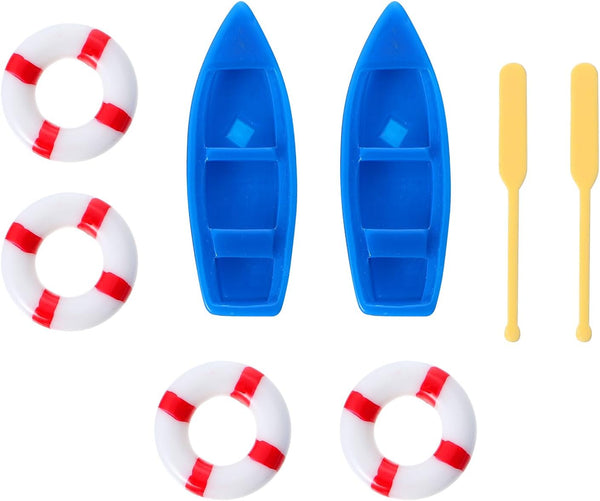 NUOBESTY Mini Vintage Fishing Boat, 2 Sets Miniature Ornament Kits for DIY Dollhouse Decorative Scene