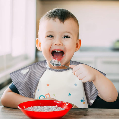 R HORSE 5Pcs Short Sleeved Bib for Toddlers - Waterproof Feeding Bib with Pocket for Infants 0-36 Months