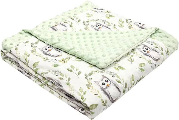 Owl Leaf Wreath Printed Baby Receiving Blanket, 29.5" x 47.2", Cozy Minky Fleece with Double Layer Dotted Backing